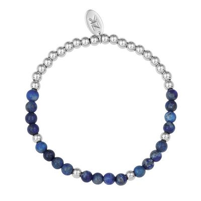 BRA perle lapis lazul/ billes argenté, 1/2 lune