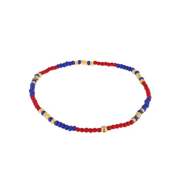BRA perles rouge/bleu, élastique, 15 cm