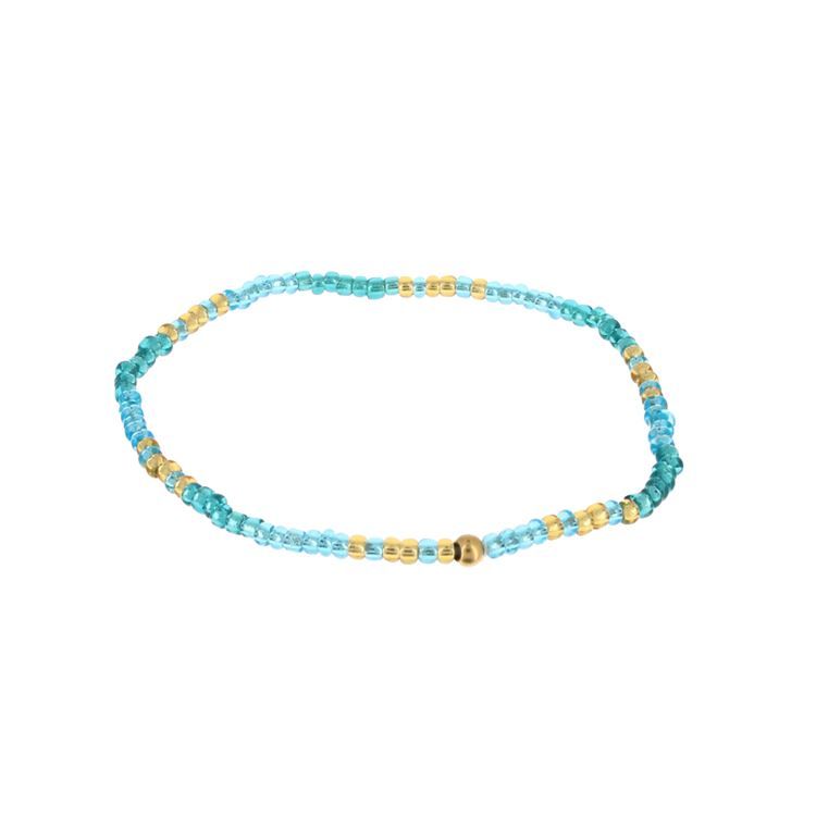 BRA perles Doré/turquoise,élastique, 15 cm
