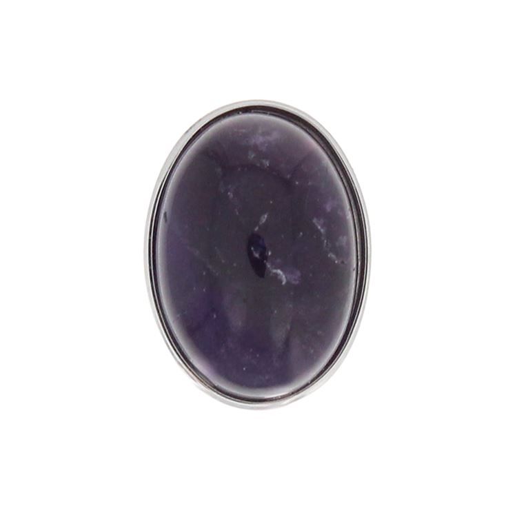 Bouton à visser oval Améthyste, argenté
