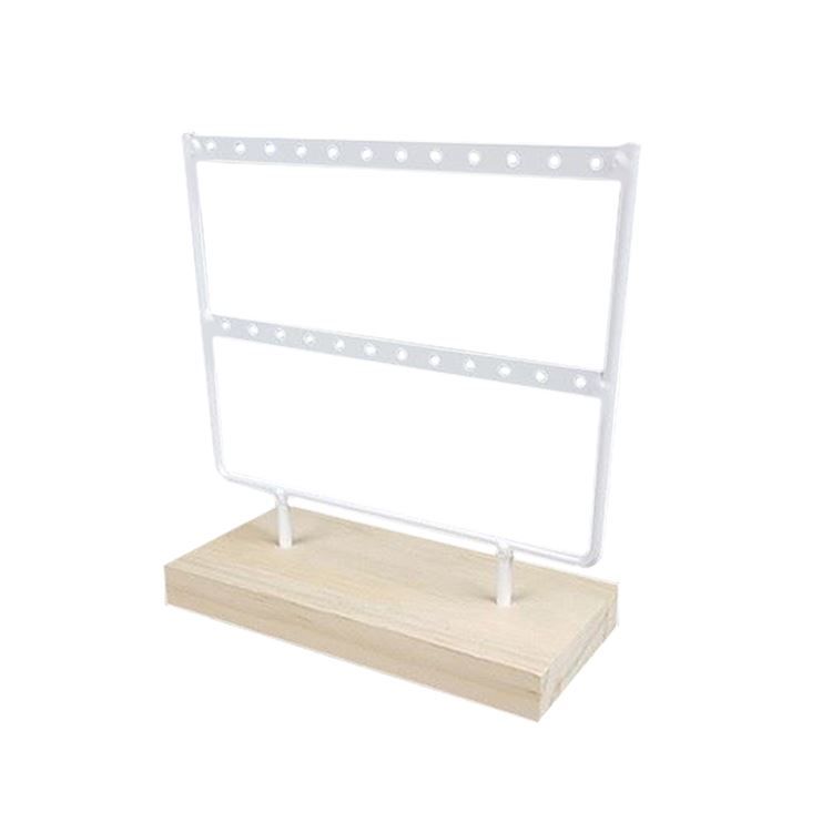 Présentoir 12 boucles d'oreilles bois et blanc
