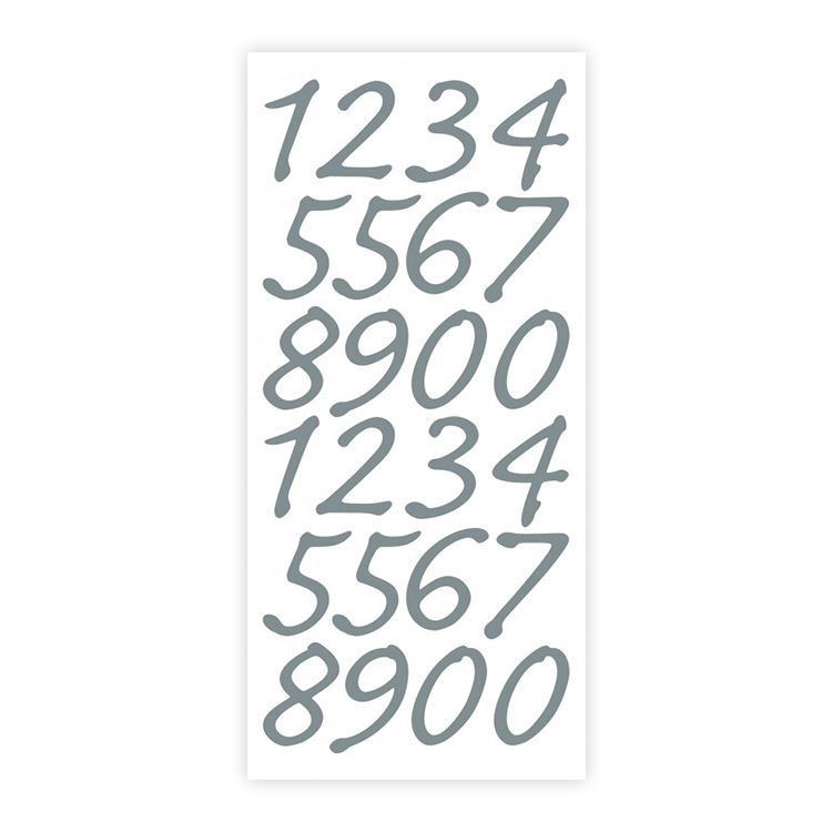 Konturenaufkleber 'Große Zahlen Silber'