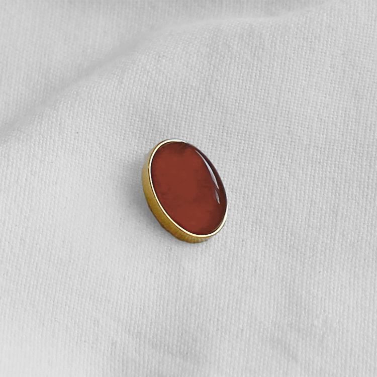 Bouton à visser ovale agate rouge, doré