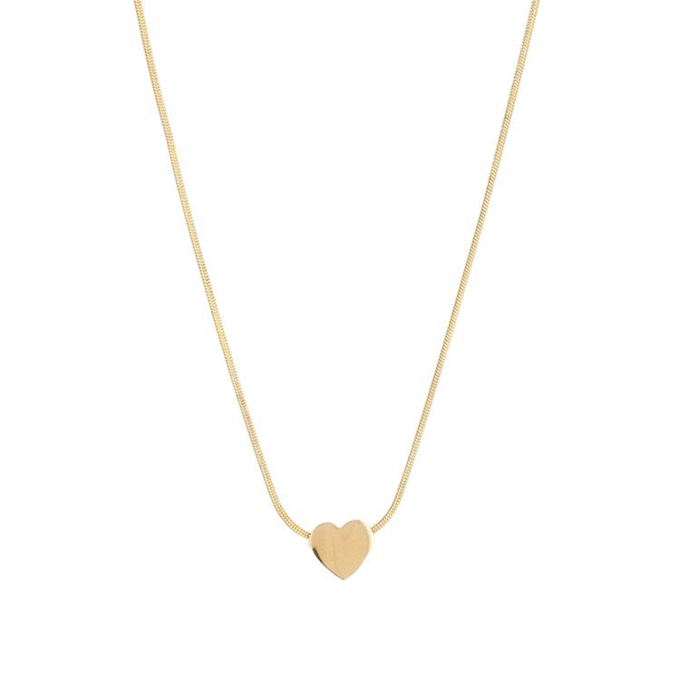 Collier Romance Coeur facetté, doré, 40 cm