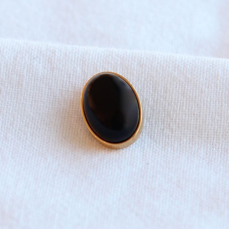 Bouton à visser ovale onyx, doré