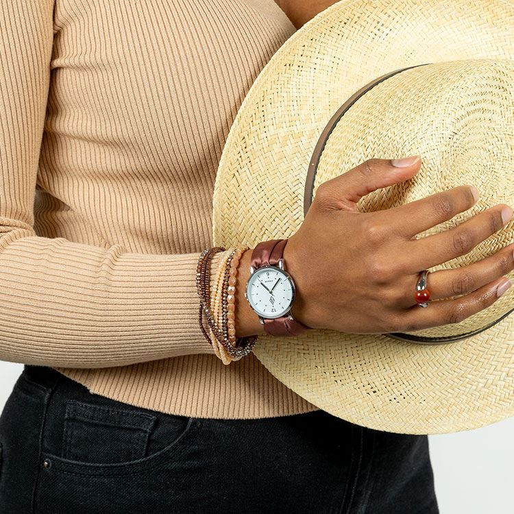 Bracelet magnétique rangs beige