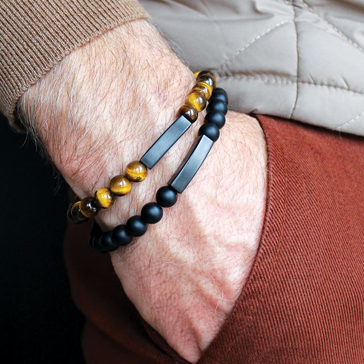 Bracelet perles d'agate, 21 cm