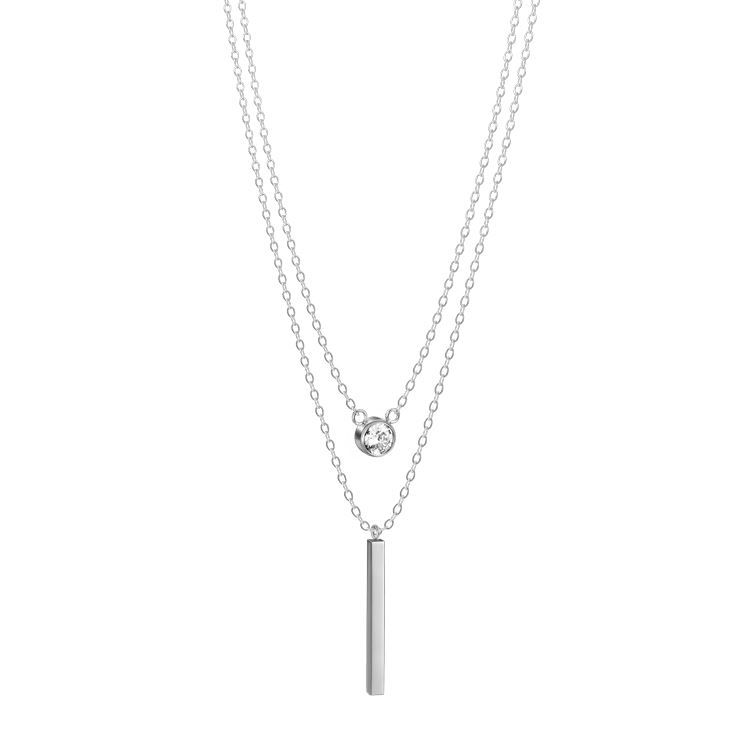 Collier SAGA argenté, CZ