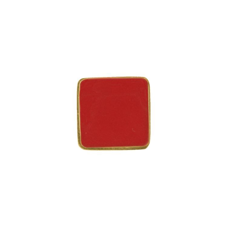 Bouton à visser émail rouge, doré 18K