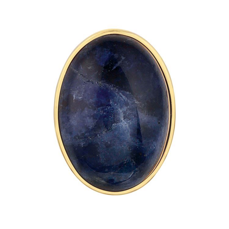 Bouton à visser ovale sodalite, doré 18K
