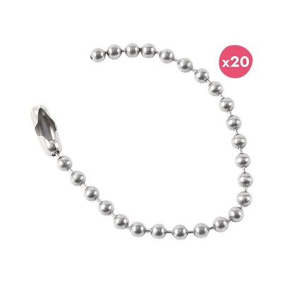 Chaînes à billes en métal 'Argent' (20pcs)