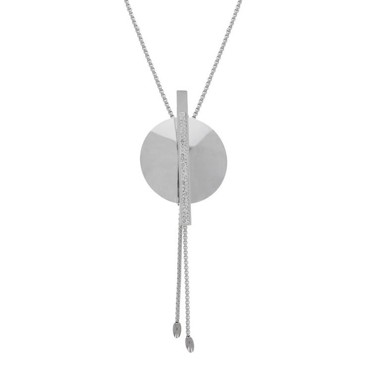 Collier Angel Rond cravate, strass czech, argenté