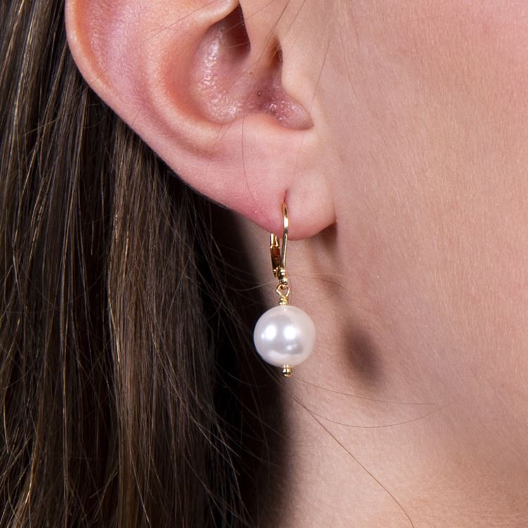 Boucles EULALIE BLANC, doré, nacre