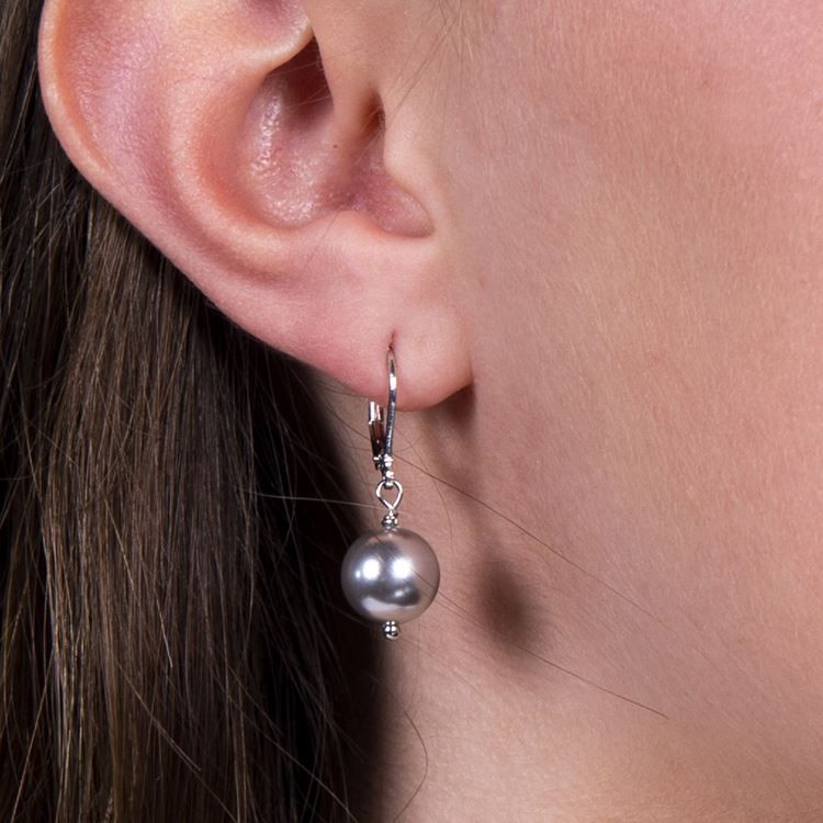 Boucles EULALIE grise, argenté, nacre