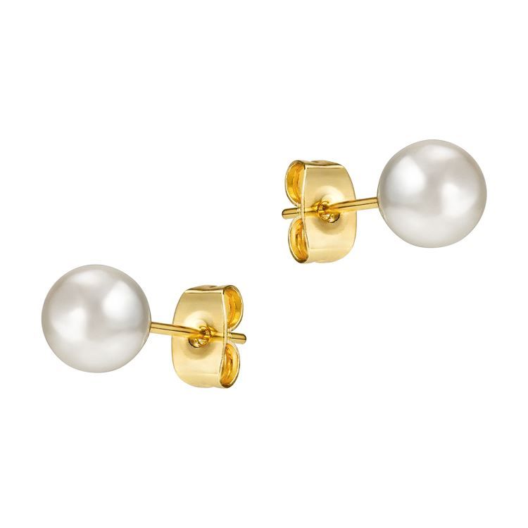 Boucles ROXANE BLANC, 6 mm; nacre