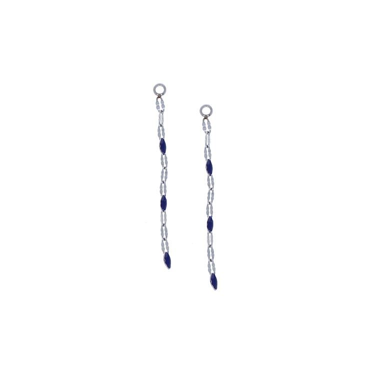 Acc pour BOU, chaine argenté et perles email bleu
