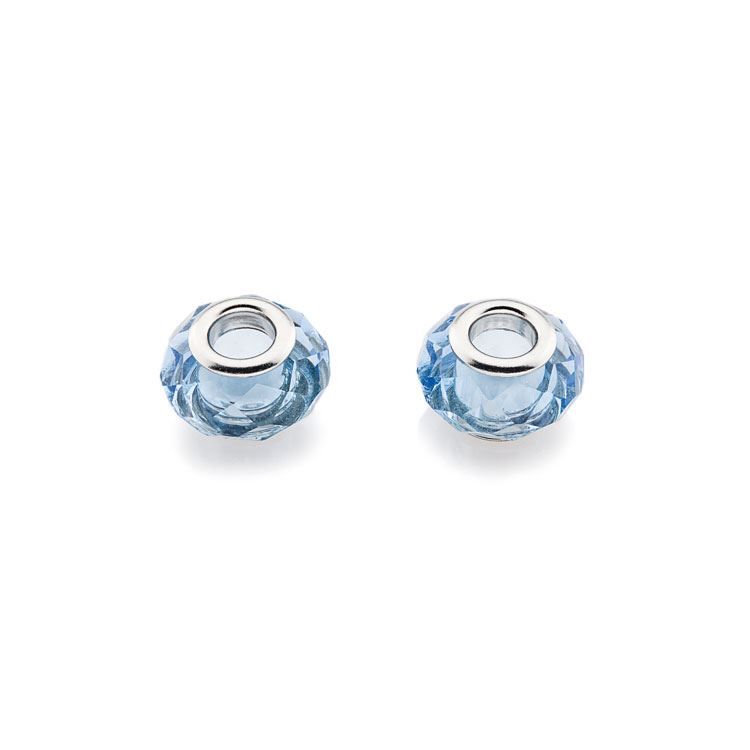 Paire de perles cristal bleu ciel facettées