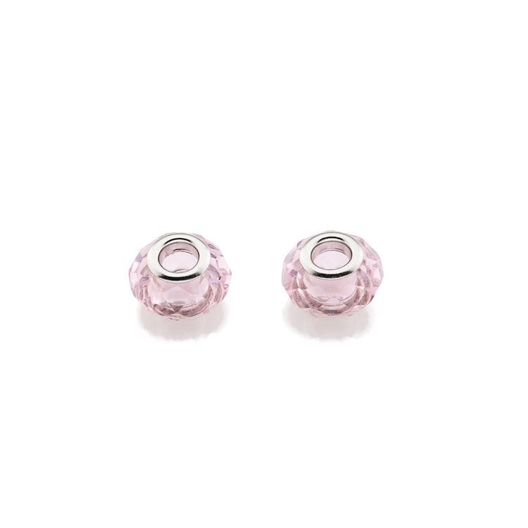 Paire de perles cristal rose pâle facettées