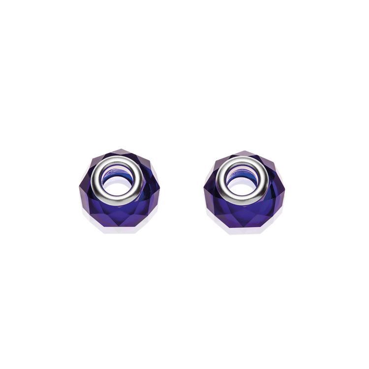 Paire de perles de verre facettées marine
