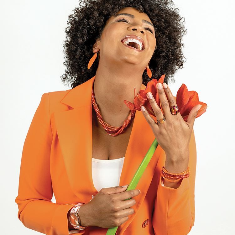 Bracelet magnétique rangs oranges