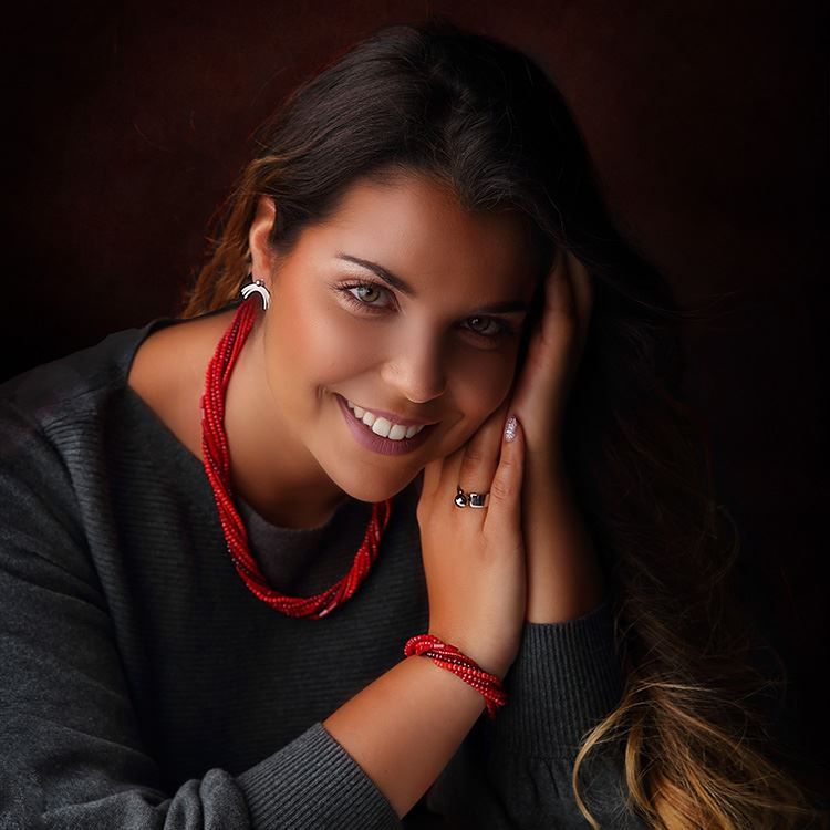 Bracelet magnétique rangs rouges