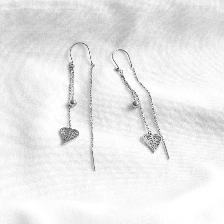 BOU longues Galante, coeur argenté