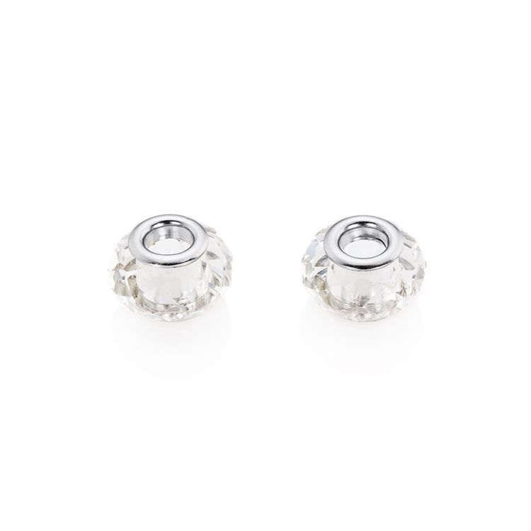 Paire de perles cristal facettées transparentes