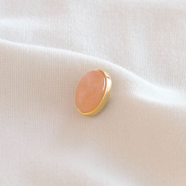 Bouton à visser ovale quartz rose, doré