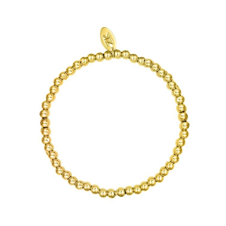 Bracelet élastique, perles dorées 18K, 4 mm