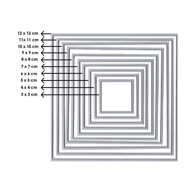 Konzentrische Stanzformen 'Quadrate' (3-12 cm)
