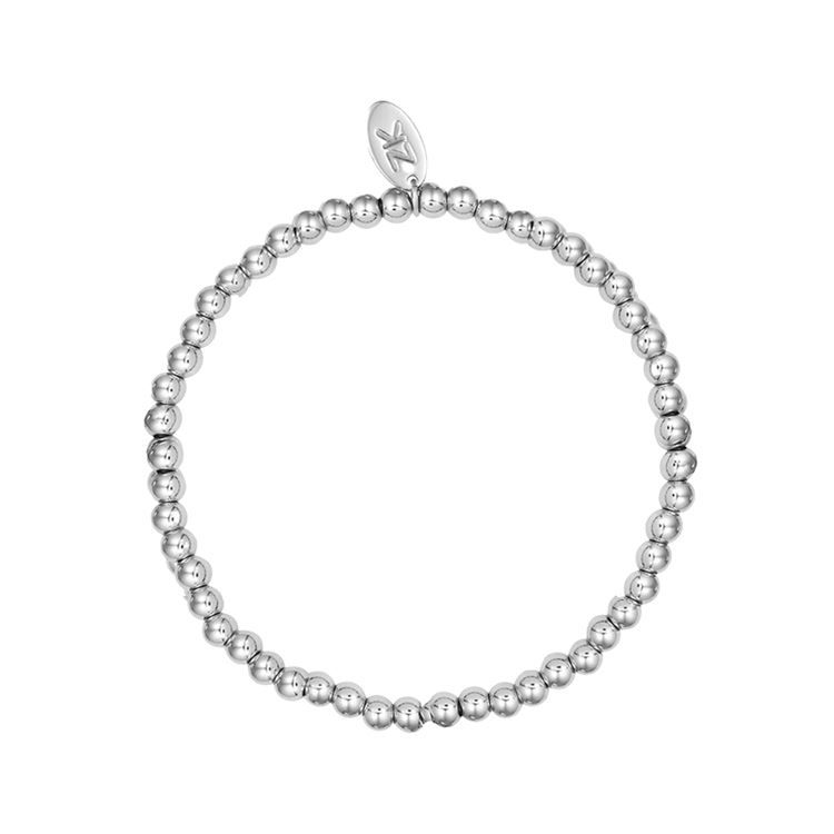 Bracelet perles argenté sur élastique, 4mm