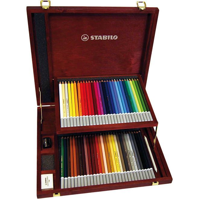 Coffret en bois crayons craie 60 couleurs