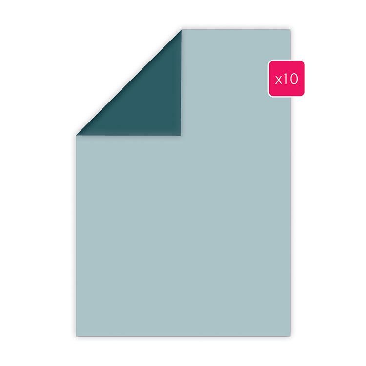 Papier A4 duo 10p 'Bleu grisé - Pétrole'