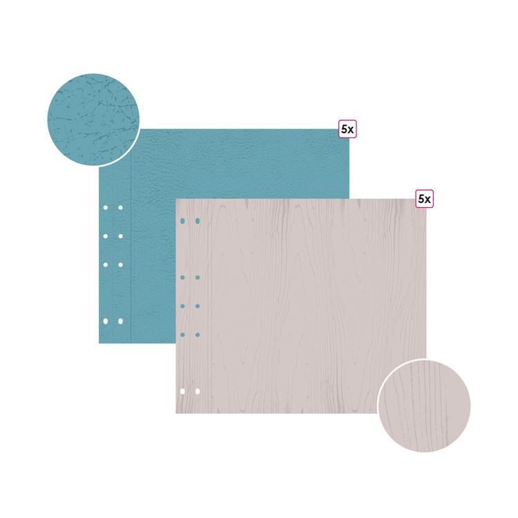 Designpapierseiten 30x30 cm 'Teal &amp; Kieselstein'