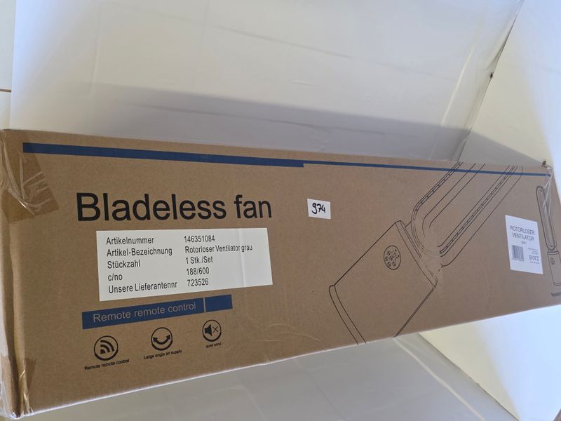 Rotorloser Standventilator 3 Geschwindigkeitsstufen Grau