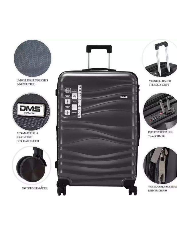 DMS 3 Teilig Kofferset BK-3002 Schwarz