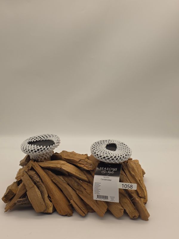 Kerzenständer aus Holz für 2 Kerzen Kerzenhalter Treibholz Tischdeko aus Holz