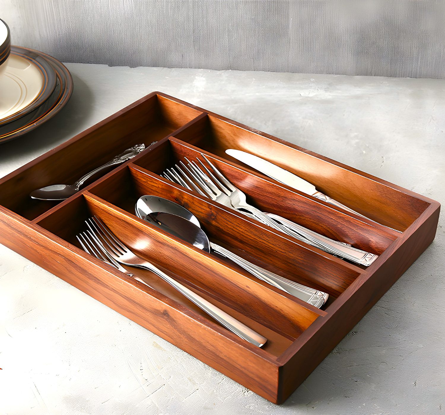 Cutlery Storage Organizer  Black Walnut Wood