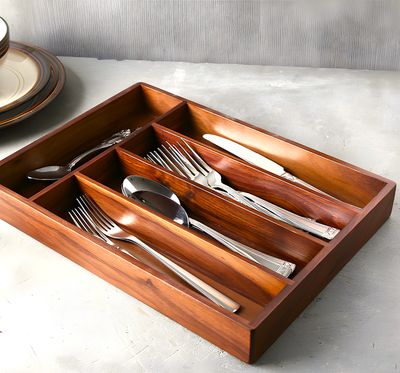 Cutlery Storage Organizer  Black Walnut Wood