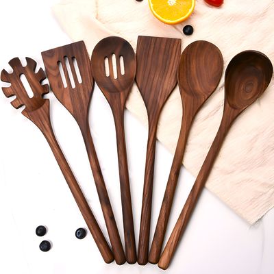 Spoon Cooking Set 6-Piece Black Walnut Kitchen Utensils Spoons &amp; Spatula
