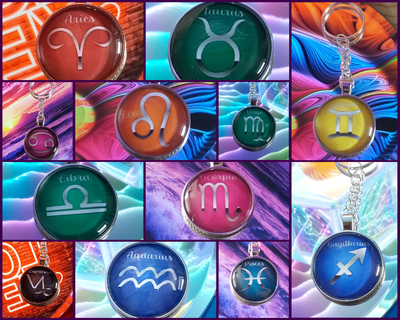 Colourful Zodiac Starsign Keyring