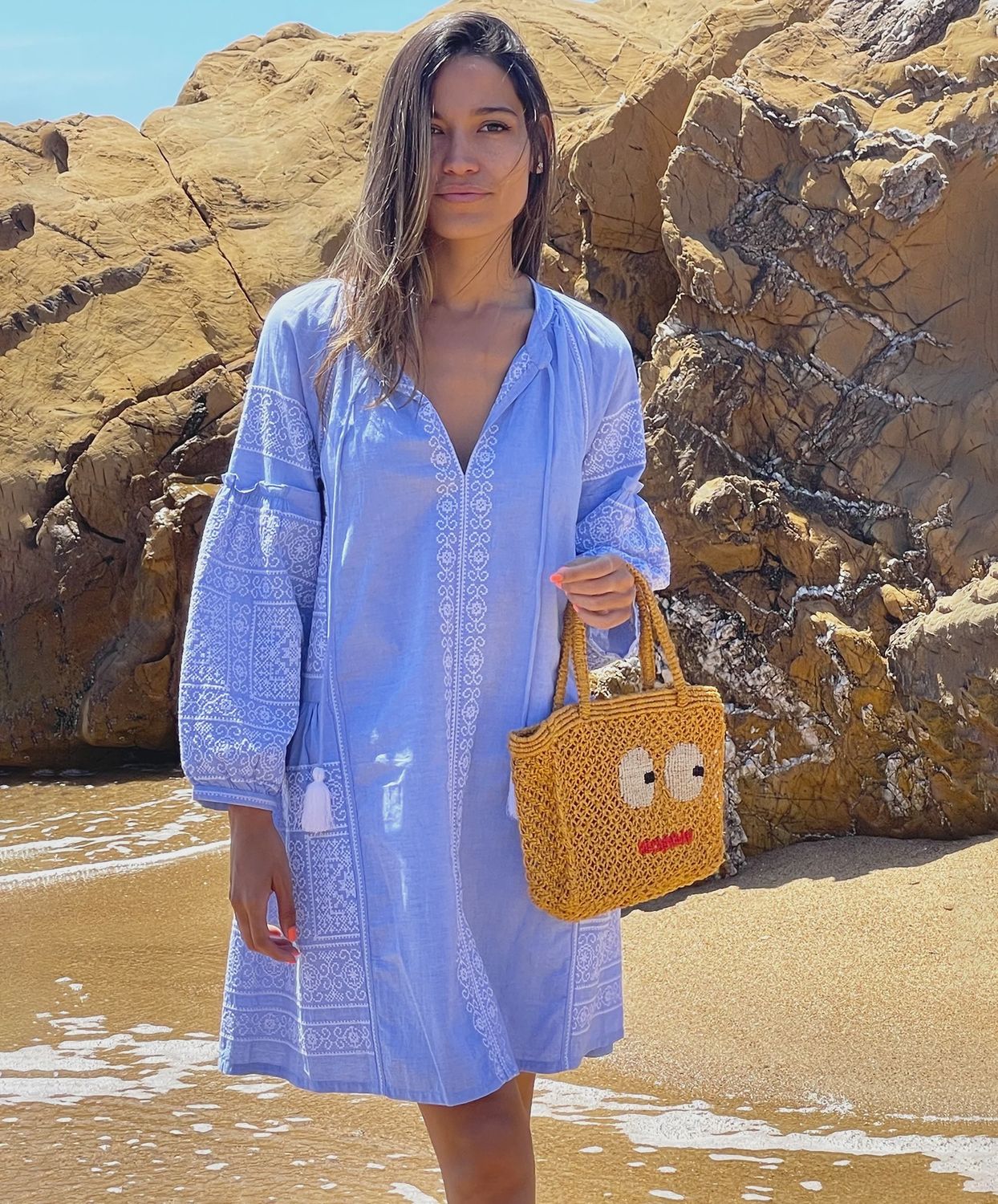 Como Dress – Blue with White