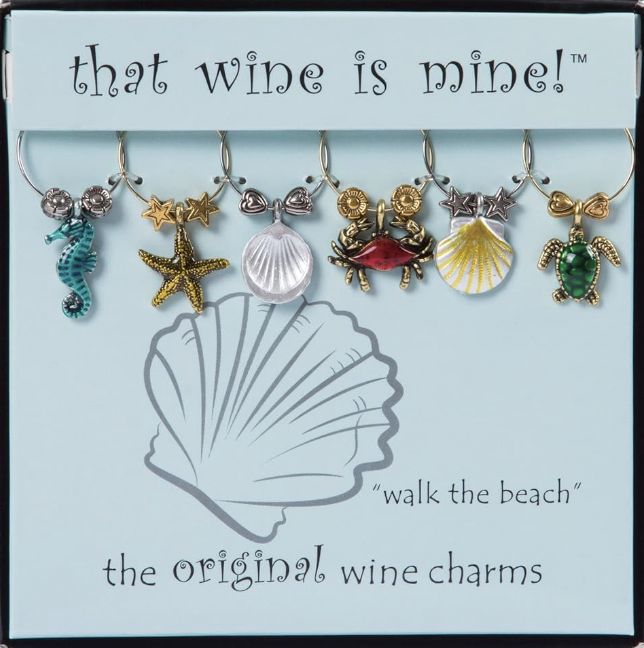 6-Piece Walk the Beach Painted Wine Charms