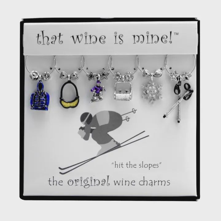 6-Piece Hit the Slopes Painted Wine Charms