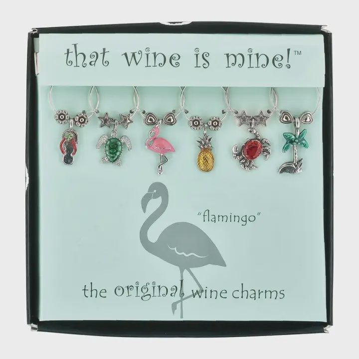 6-Piece Life&#39;s a Beach Painted Wine Charms