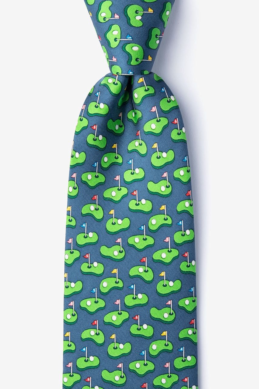 Just Puttering Around Extra Long Tie  -  Blue Silk