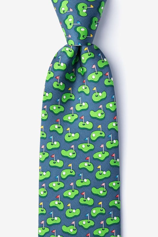Just Puttering Around Extra Long Tie  -  Blue Silk