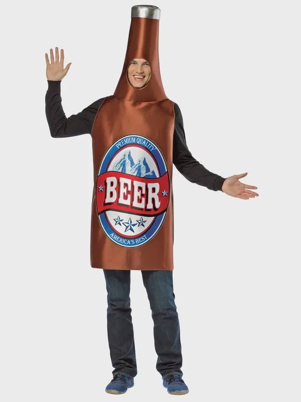 Beer Bottle Adult Costume Tunic, Brown, one size