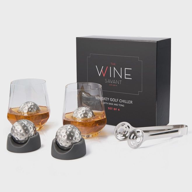 Golf Ball Shaped Stainless Steel Whiskey Stones, 4 Stones