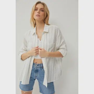 COTTON GAUZE STRIPED BUTTON DOWN SHIRT1